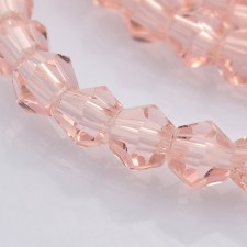 3mm Glass Bicone Faceted Transparent Beads 14" Strand - Pink