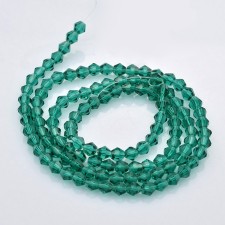 3mm Glass Bicone Faceted Transparent Beads 14" Strand - Teal