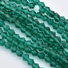 3mm Bicone Transparent Glass 14" Strand - Teal