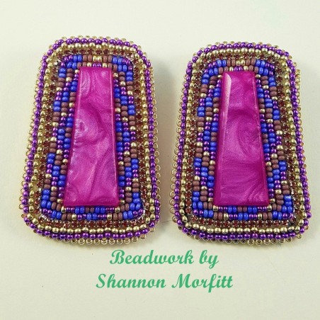 Beadwork By Shannon - Handmade Centers Peyote Stitched Trapezoid Earrings