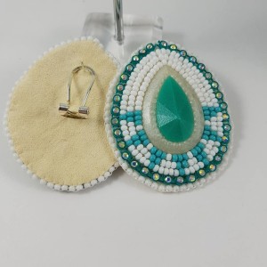 Beadwork By Shannon - Green Turquoise Drop Beaded Earrings on Posts