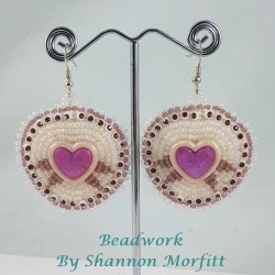 Beadwork By Shannon - Drop Purple Hearts Seed Beaded Earrings on Hooks