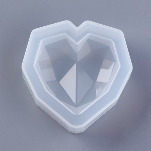 1pc Faceted Heart Cabochon Pendant Silicone Flexible Push Molds, Resin Casting, For UV Resin, Epoxy Resin Jewelry Making