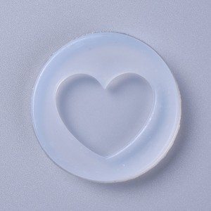 1pc Flat Heart Cabochon Pendant Silicone Flexible Push Molds, Resin Casting, For UV Resin, Epoxy Resin Jewelry Making