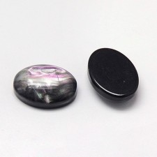 10pc  Jet Black Oval Acrylic Gem 18x13mm