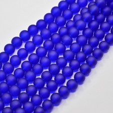 6mm Glass Frosted Matte Neon 33" Strand - Cobalt