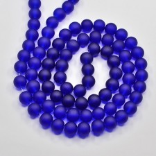 6mm Glass Frosted Matte Neon 33" Strand - Cobalt