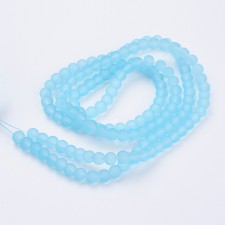 4mm Glass Frosted Matte Neon 31" Strand - Blue