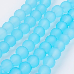 4mm Glass Frosted Matte Neon 31" Strand - Blue