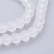 6mm Glass Frosted Matte 33" Strand - White