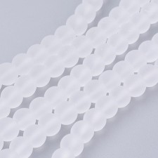 6mm Glass Frosted Matte 33" Strand - White