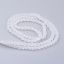 6mm Glass Frosted Matte 33" Strand - White