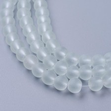 6mm Glass Frosted Matte 33" Strand - White