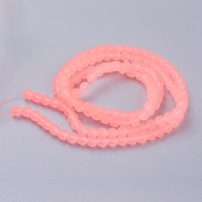 6mm Glass Frosted Matte Neon 33" Strand - Peach