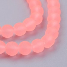 6mm Glass Frosted Matte Neon 33" Strand - Peach