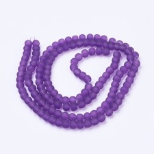6mm Glass Frosted Matte Neon 33" Strand - Purple