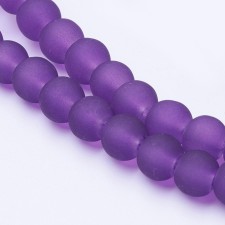 6mm Glass Frosted Matte Neon 33" Strand - Purple