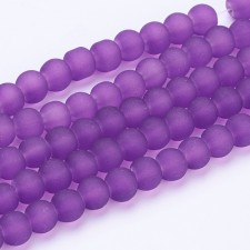 6mm Glass Frosted Matte Neon 33" Strand - Purple