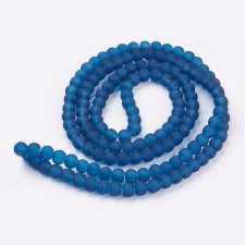 6mm Glass Frosted Matte Neon 33" Strand - Blue