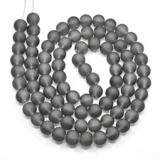 6mm Frosted Matte Transparent Glass Beads 32" Strand - Grey