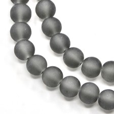 6mm Frosted Matte Transparent Glass Beads 32" Strand - Grey