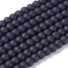 4mm Frosted Matte Glass Beads 32" Strand - Black