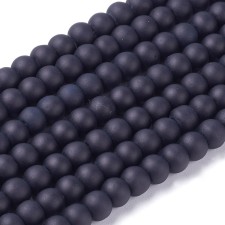 4mm Frosted Matte Transparent Glass Beads 32" Strand - Grey
