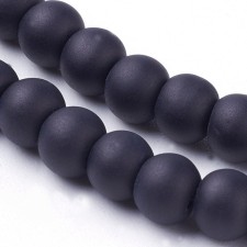 4mm Frosted Matte Transparent Glass Beads 32" Strand - Grey