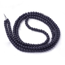 4mm Frosted Matte Transparent Glass Beads 32" Strand - Grey