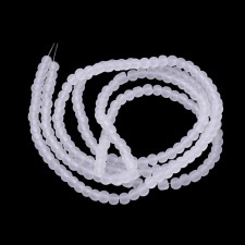 4mm Frosted Matte Transparent Glass Beads 32" Strand - White