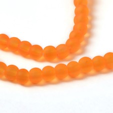 4mm Frosted Matte Transparent Glass Beads 32" Strand - Dark Orange