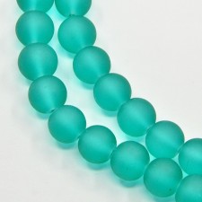 4mm Frosted Matte Transparent Glass Beads 32" Strand - Teal