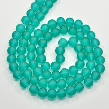 4mm Frosted Matte Transparent Glass Beads 32" Strand - Teal