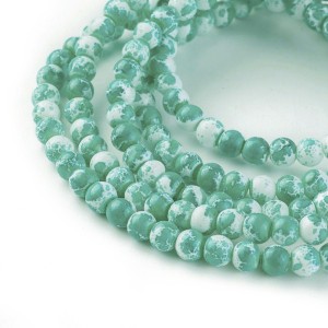 4mm Speckle Painted Glass Beads 32" Strand - Sea Green