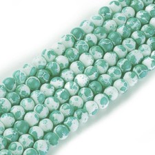 4mm Speckle Painted Glass Beads 32" Strand - Sea Green