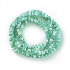 4mm Speckle Painted Glass Beads 32" Strand - Sea Green