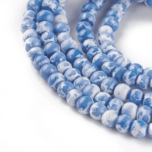 4mm Speckle Painted Glass Beads 32" Strand - Dodger Blue