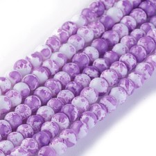 4mm Speckle Painted Glass Beads 32" Strand - Violet