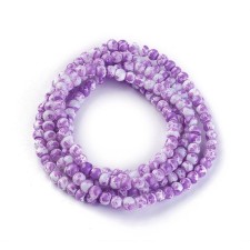 4mm Speckle Painted Glass Beads 32" Strand - Violet