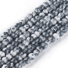 4mm Speckle Painted Glass Beads 32" Strand - Black