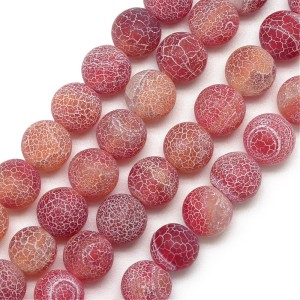 4mm Natural Weathered Agate Gemstone Beads 15" Strand - Dyed Red