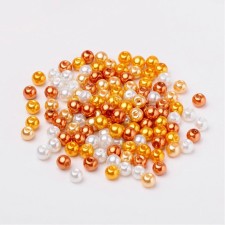 6mm Pearlized Glass Pearl Mix 200pc Bag - Caramel mix