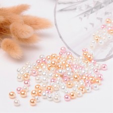 6mm Pearlized Glass Pearl Mix 200pc Bag - Barely Pink