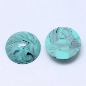 2pc  - Resin Cabochon Flatback Embellishments 18mm round - Swirl Turquoise