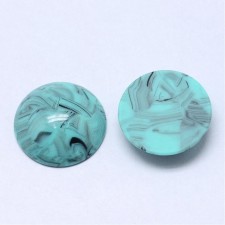 2pc  - Resin Cabochon Flatback Embellishments 18mm round - Swirl Turquoise Blue