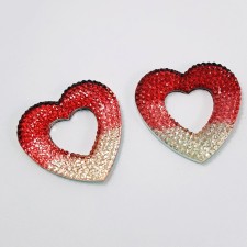 2pc  - Big 30mm Hearts Resin Cabochon Flatback Embellishments - Rose