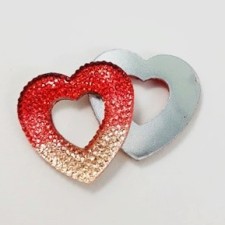 2pc  - Big 30mm Hearts Resin Cabochon Flatback Embellishments - Rose