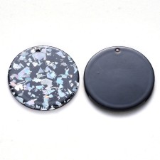 2pc  - Resin Cabochon Flatback  Pendants, with Pailette/Sequins 28mm Round 