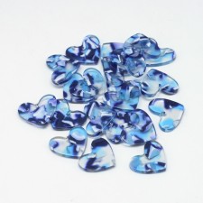 2pc  - Heart Resin Cabochon Flatback  Pendants, 18.5x15mm - Blue