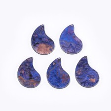 2pc  - Drop Resin Cabochon Flatback  Pendants, 27.5x18mm - Slate Blue